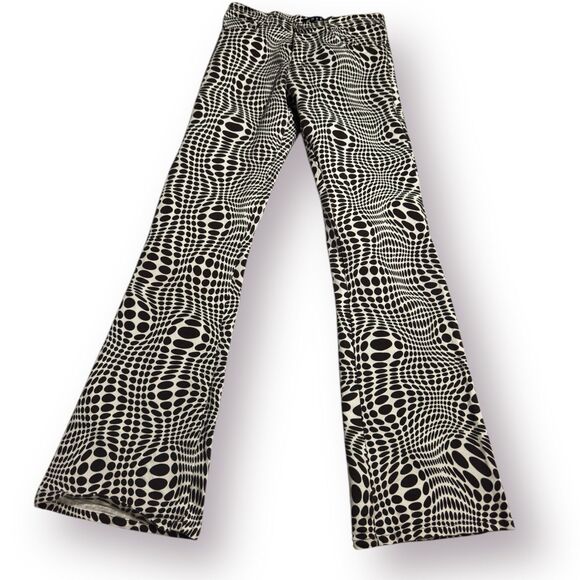 Motel Jeans Womens Regular Flare Stretch Low Rise Polka Dots Size‎ XS - Picture 1 of 4